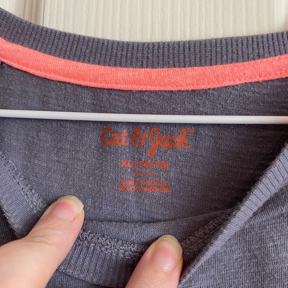 Cat & Jack Girl’s XL Football Tee Tshirt 3/4 Sleeve Sunday Funday Orange Gray - Picture 5 of 6